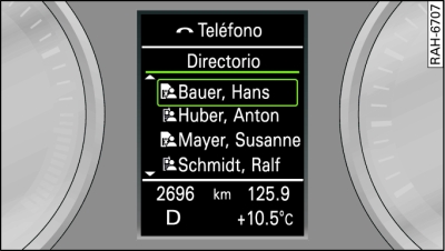 Pantalla del sistema de información para el conductor